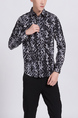 Black and White Long Sleeves Button Down Collared Men Shirt for Casual Party Office