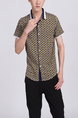 Yellow and Blue Button Down Collared Men Shirt for Casual Party Office