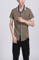 Yellow and Blue Button Down Collared Men Shirt for Casual Party Office