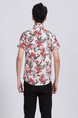 White And Red Button Down Collared Floral Men Shirt for Casual Party Beach