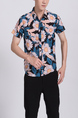 Colorful Collared Button Down Floral Men Shirt for Casual Party Beach