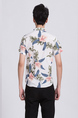 White Colorful Button Down Collared Floral Men Shirt for Casual Party Beach