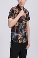 Colorful Collared Button Down Tropical Men Shirt for Casual Party Beach