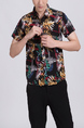 Colorful Collared Button Down Tropical Men Shirt for Casual Party Beach