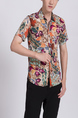 Colorful Button Down Collared Men Shirt for Casual Party Beach