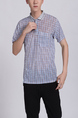 Blue Collared Chest Pocket Polo Men Shirt for Casual Party Office