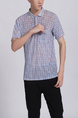 Blue Collared Chest Pocket Polo Men Shirt for Casual Party Office