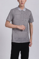 Black and White Polo Collared Chest Pocket Men Shirt for Casual Party Office