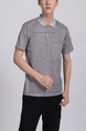 Black and White Polo Collared Chest Pocket Men Shirt for Casual Party Office