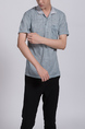 Gray Collared Chest Pocket Polo Men Shirt for Casual Party Office