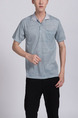 Gray Collared Chest Pocket Polo Men Shirt for Casual Party Office