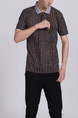 Black And Gray Collared Chest Pocket Polo Men Shirt for Casual Party Office