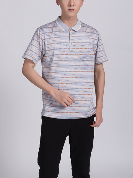 Gray Collared Chest Pocket Polo Men Shirt for Casual Party Office