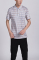 Gray Collared Chest Pocket Polo Men Shirt for Casual Party Office