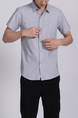 Gray Chest Pocket Button Down Collared Men Shirt for Casual Party Office