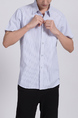 Blue Chest Pocket Button Down Collared Men Shirt for Casual Party Office