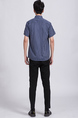 Blue Chest Pocket Button Down Collared Men Shirt for Casual Party Office
