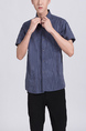 Blue Chest Pocket Button Down Collared Men Shirt for Casual Party Office