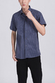 Blue Chest Pocket Button Down Collared Men Shirt for Casual Party Office