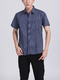 Blue Chest Pocket Button Down Collared Men Shirt for Casual Party Office