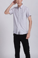 White Chest Pocket Button Down Collared Men Shirt for Casual Office Party
