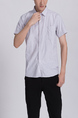 White Chest Pocket Button Down Collared Men Shirt for Casual Office Party