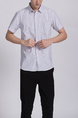 White Chest Pocket Button Down Collared Men Shirt for Casual Office Party