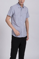 Blue Chest Pocket Button Down Collared Men Shirt for Casual Office Party