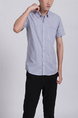 Blue Chest Pocket Button Down Collared Men Shirt for Casual Office Party