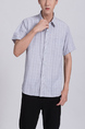 Gray Chest Pocket Button Down Collared Men Shirt for Casual Party Office
