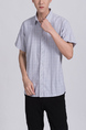 Gray Chest Pocket Button Down Collared Men Shirt for Casual Party Office