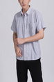 Gray Chest Pocket Button Down Collared Men Shirt for Casual Party Office