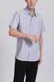 Gray Chest Pocket Button Down Collared Men Shirt for Casual Party Office