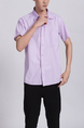 Pink Chest Pocket Button Down Collared Men Shirt for Casual Party Office