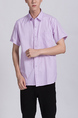 Pink Chest Pocket Button Down Collared Men Shirt for Casual Party Office