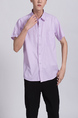 Pink Chest Pocket Button Down Collared Men Shirt for Casual Party Office