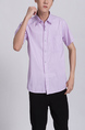 Pink Chest Pocket Button Down Collared Men Shirt for Casual Party Office