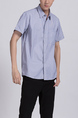 Blue Chest Pocket Button Down Collared Men Shirt for Casual Party Office