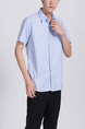 Blue Chest Pocket Button Down Collared Men Shirt for Casual Party Office