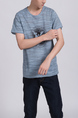 Blue And Black Printed Round Neck Tee Men Shirt for Casual