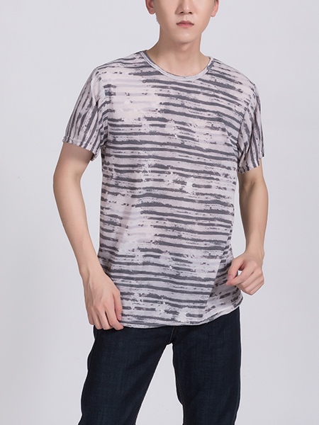 Colorful Round Neck Tee Men Shirt for Casual Party