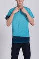 Blue Round Neck Tee Men Shirt for Casual