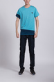 Blue Round Neck Tee Men Shirt for Casual