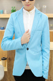 Blue Lapel Button Pocket Long Sleeve Men Suit for Office Party Wedding Groomsmen