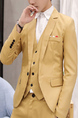 Yellow Lapel Button Down Long Sleeve Men Suit for Party Evening Cocktail Wedding