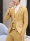 Yellow Lapel Button Down Long Sleeve Men Suit for Party Evening Cocktail Wedding