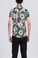 Green Colorful Button Down Collar Plus Size Floral Men Shirt for Casual Party