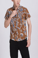 Brown Colorful Button Down Collar Plus Size Men Shirt for Casual Party