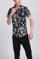 Black Colorful Button Down Collar Plus Size Men Shirt for Casual Party