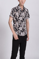 Black Colorful Button Down Collar Plus Size Floral Men Shirt for Casual Party